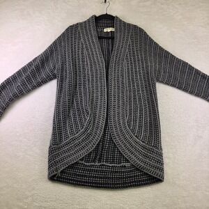 Pink Rose Womens Gray Waffle Knit Open Front Cocoon Cardigan Sweater Large